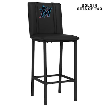 Dreamseat Bar Stool 500 with Miami Marlins Secondary Logo Panel, 2PK XZ500BSDBLK-PSMLB21005A
